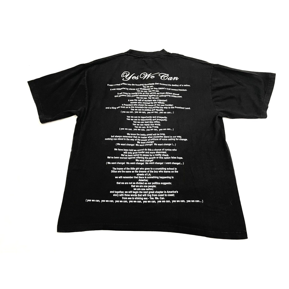 Vintage Barack Obama Yes We Can Speech T Shirt XXL Black Double Sided - Picture 2 of 5